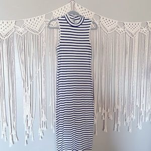 Navy/cream striped midi dress!